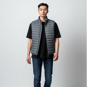Eight Bell Men's Gray Puffer Vest Sleeveless Full Zip Jacket Size Large NEW